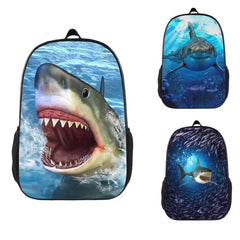 1PC Shark 3D Printing Backpack Lightweight Adjustable Straps Backpack
