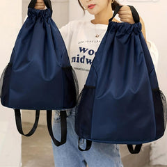 Solid Drawstring Bag Lightweight Travel Backpack Casual Commute Bag