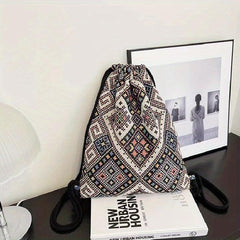 Vintage Drawstring Backpack Large Capacity Canvas Bag