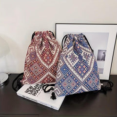 Vintage Drawstring Backpack Large Capacity Canvas Bag