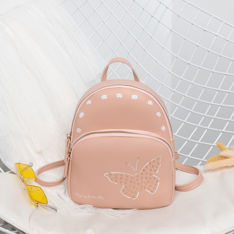 Butterfly Floral Printing Backpack Double Layer Small Backpack