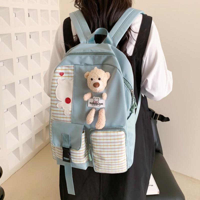 Bear College Student Rucksack Lattice School Backpack
