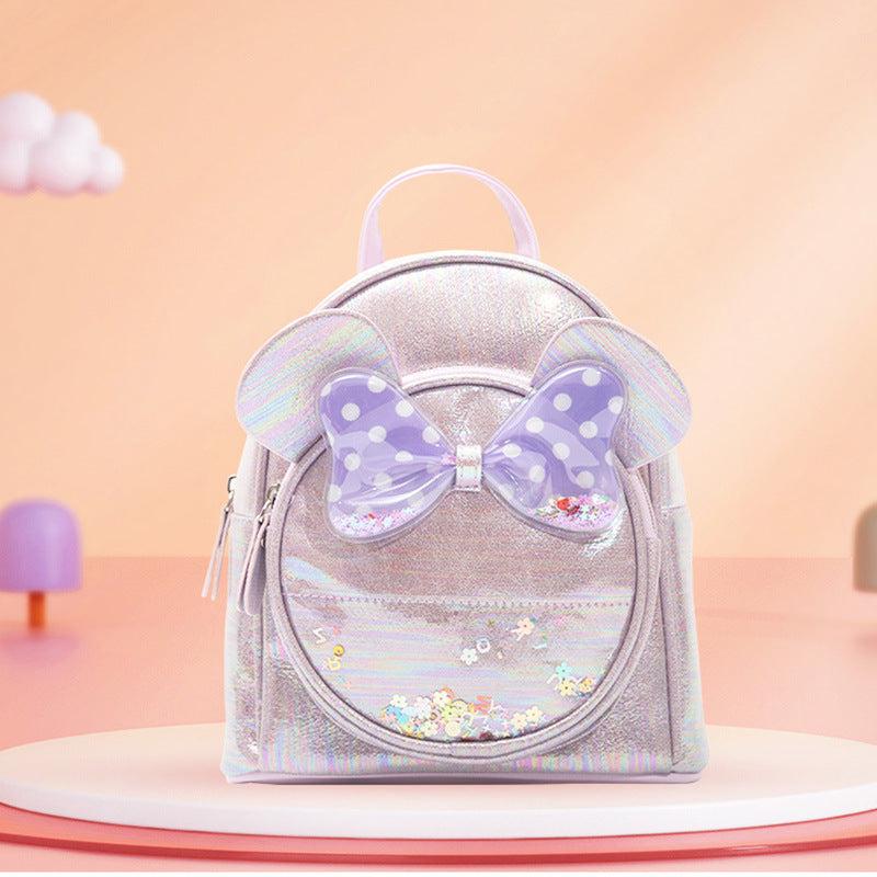 Colorful Sequin Girls Backpack Transparent Polka Dot Bow for Children