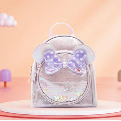 Colorful Sequin Girls Backpack Transparent Polka Dot Bow for Children
