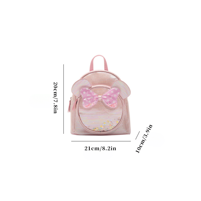 Colorful Sequin Girls Backpack Transparent Polka Dot Bow for Children
