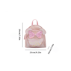 Colorful Sequin Girls Backpack Transparent Polka Dot Bow for Children