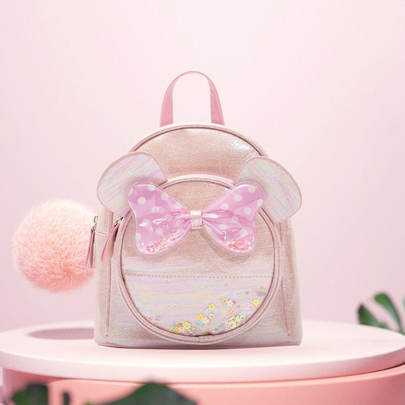 Colorful Sequin Girls Backpack Transparent Polka Dot Bow for Children