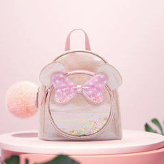 Colorful Sequin Girls Backpack Transparent Polka Dot Bow for Children