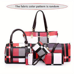 Women's Plaid Style Shoulder Handbag Set