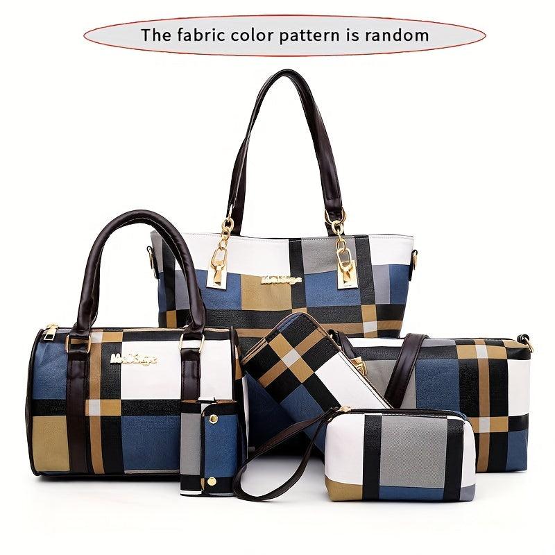 Women's Plaid Style Shoulder Handbag Set
