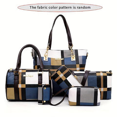 Women's Plaid Style Shoulder Handbag Set
