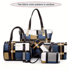 Women's Plaid Style Shoulder Handbag Set