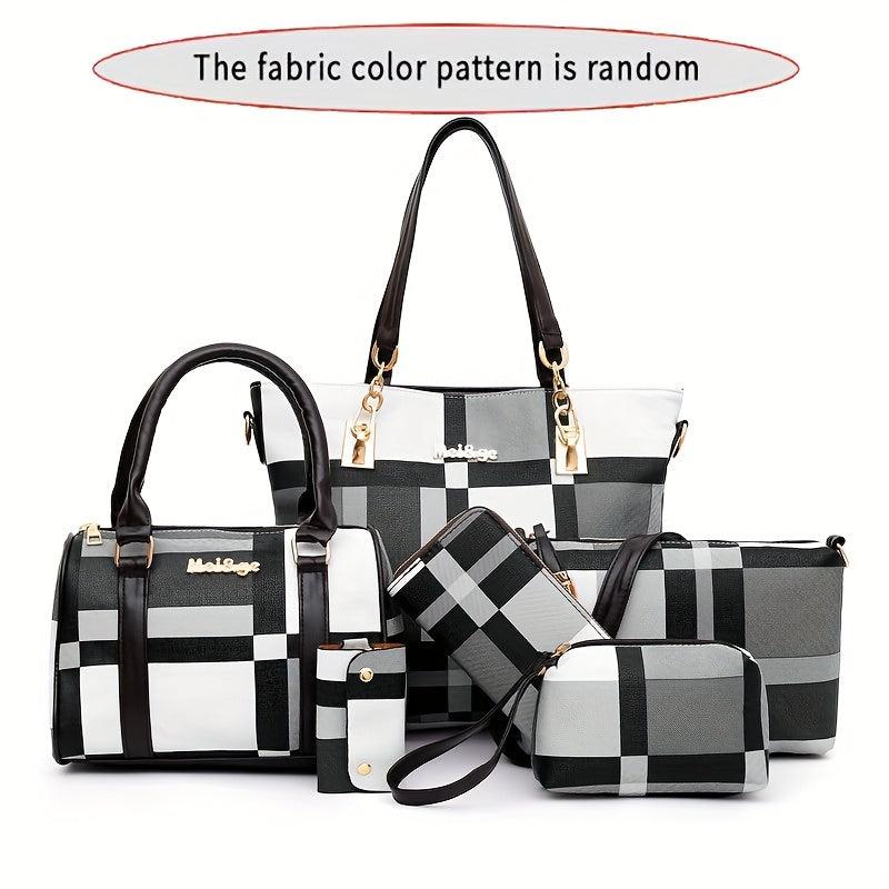 Women's Plaid Style Shoulder Handbag Set