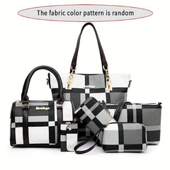 Women's Plaid Style Shoulder Handbag Set