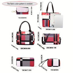 Women's Plaid Style Shoulder Handbag Set