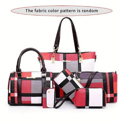 Women's Plaid Style Shoulder Handbag Set