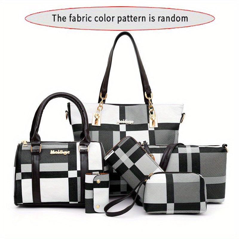 Women's Plaid Style Shoulder Handbag Set