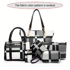 Women's Plaid Style Shoulder Handbag Set