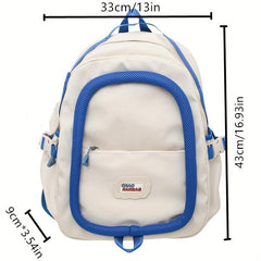 Block Zipper Backpack Messenger Bag Large Capacity