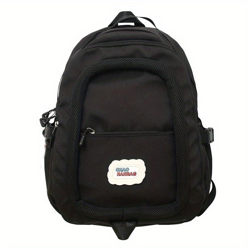 Block Zipper Backpack Messenger Bag Large Capacity