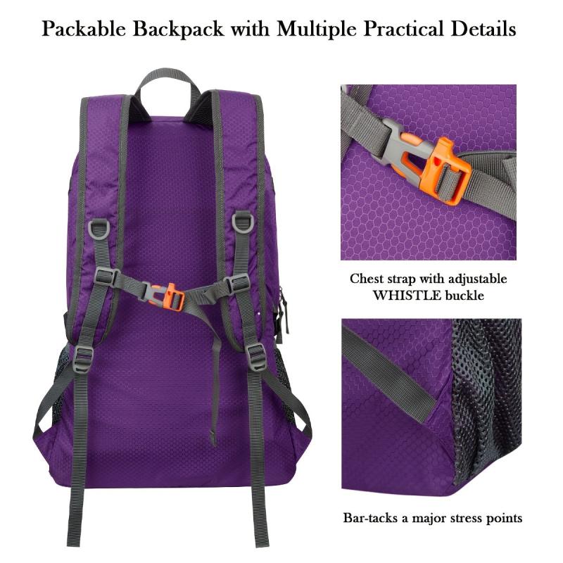 Purple Foldable Backpack Lightweight Travel Bag