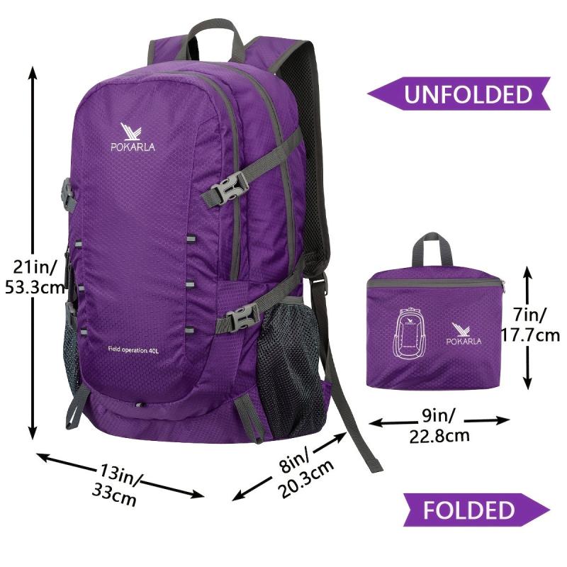 Purple Foldable Backpack Lightweight Travel Bag