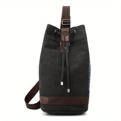 Men's Canvas Backpack Fitness Bag Sports Bucket Handbag Travel Backpack