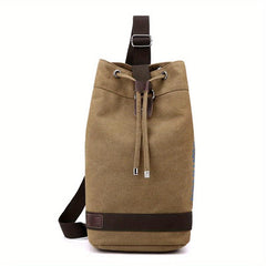 Men's Canvas Backpack Fitness Bag Sports Bucket Handbag Travel Backpack