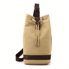 Men's Canvas Backpack Fitness Bag Sports Bucket Handbag Travel Backpack