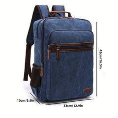 Canvas Backpack Student Double Shoulder Bag Lightweight Schoolbag