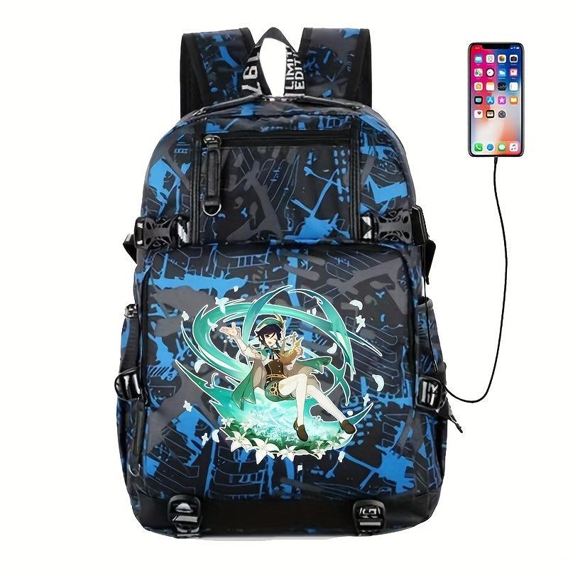 Casual Travel Backpack Canvas Bag With USB Charging