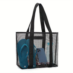 Large Capacity Mesh Clear Beach Bag Summer Beach Organizer Lightweight