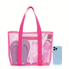 Large Capacity Mesh Clear Beach Bag Summer Beach Organizer Lightweight