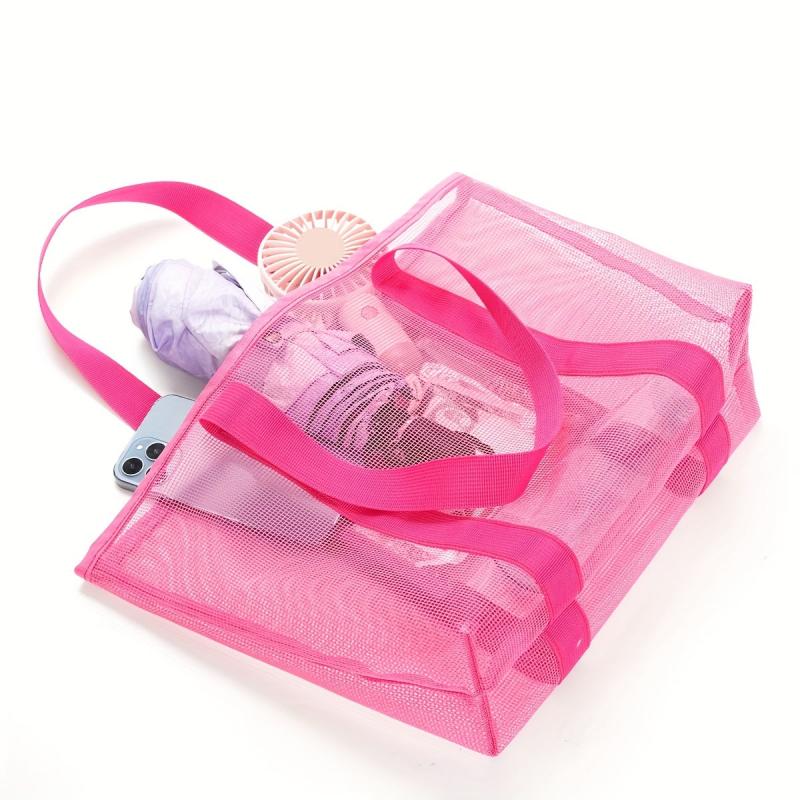 Large Capacity Mesh Clear Beach Bag Summer Beach Organizer Lightweight