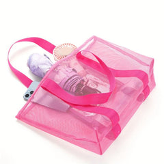 Large Capacity Mesh Clear Beach Bag Summer Beach Organizer Lightweight