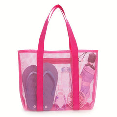 Large Capacity Mesh Clear Beach Bag Summer Beach Organizer Lightweight