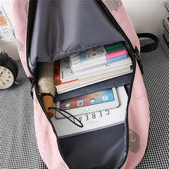 Cartoon Bear Oxford Backpack Large Capacity Lightweight Student School Bag