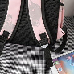 Cartoon Bear Oxford Backpack Large Capacity Lightweight Student School Bag
