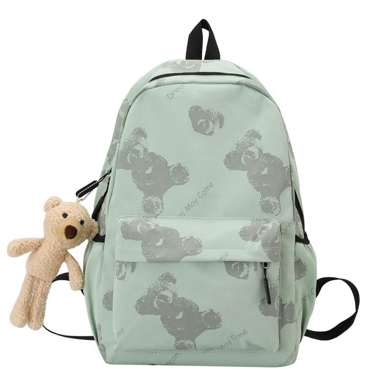 Cartoon Bear Oxford Backpack Large Capacity Lightweight Student School Bag