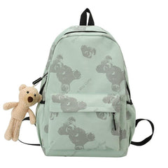 Cartoon Bear Oxford Backpack Large Capacity Lightweight Student School Bag