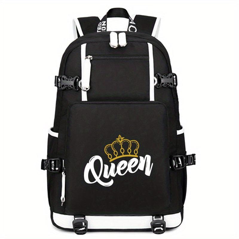 King & Queen USB Charging Backpack Outdoor Travel School Bag