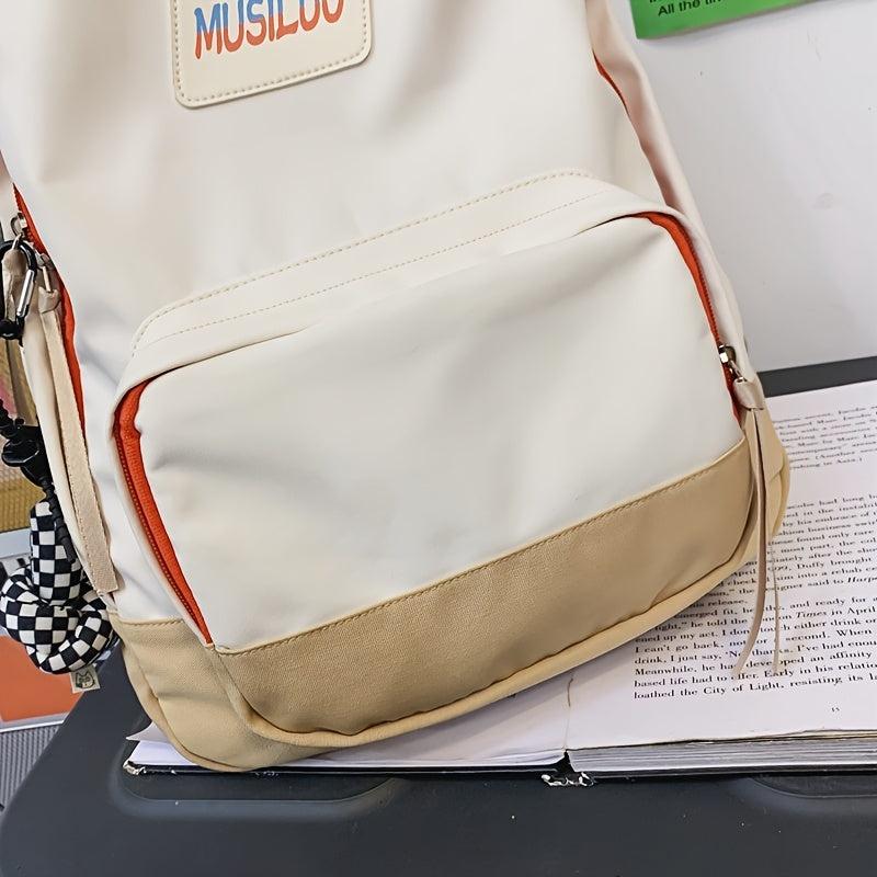 Retro Contrast Schoolbag College Wind Backpack Large Capacity