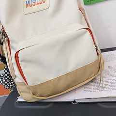 Retro Contrast Schoolbag College Wind Backpack Large Capacity