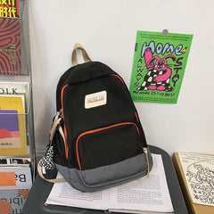 Retro Contrast Schoolbag College Wind Backpack Large Capacity