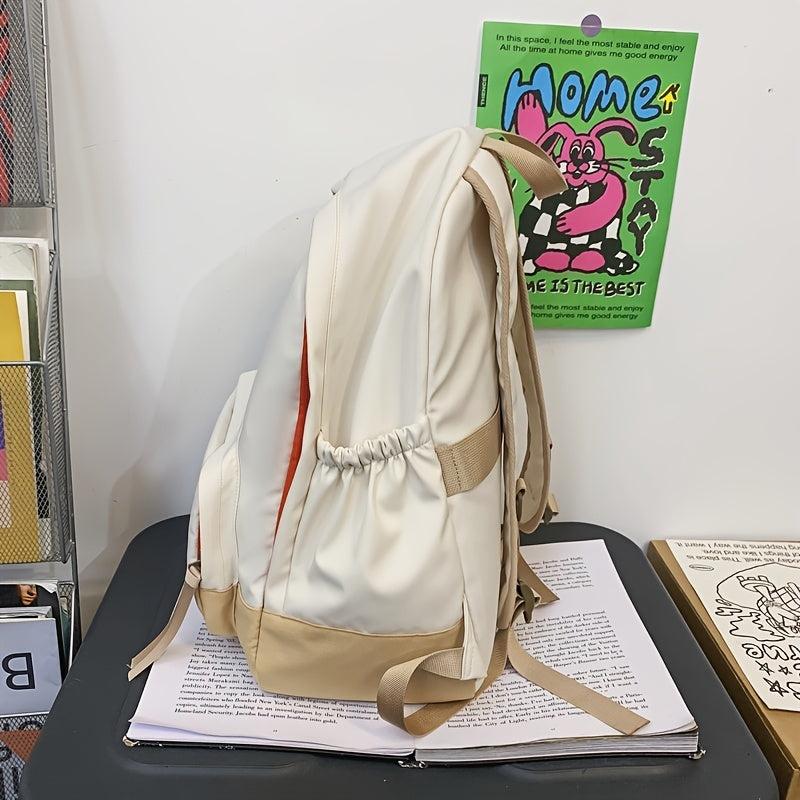 Retro Contrast Schoolbag College Wind Backpack Large Capacity