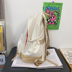 Retro Contrast Schoolbag College Wind Backpack Large Capacity