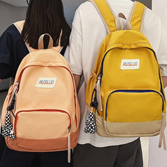 Retro Contrast Schoolbag College Wind Backpack Large Capacity