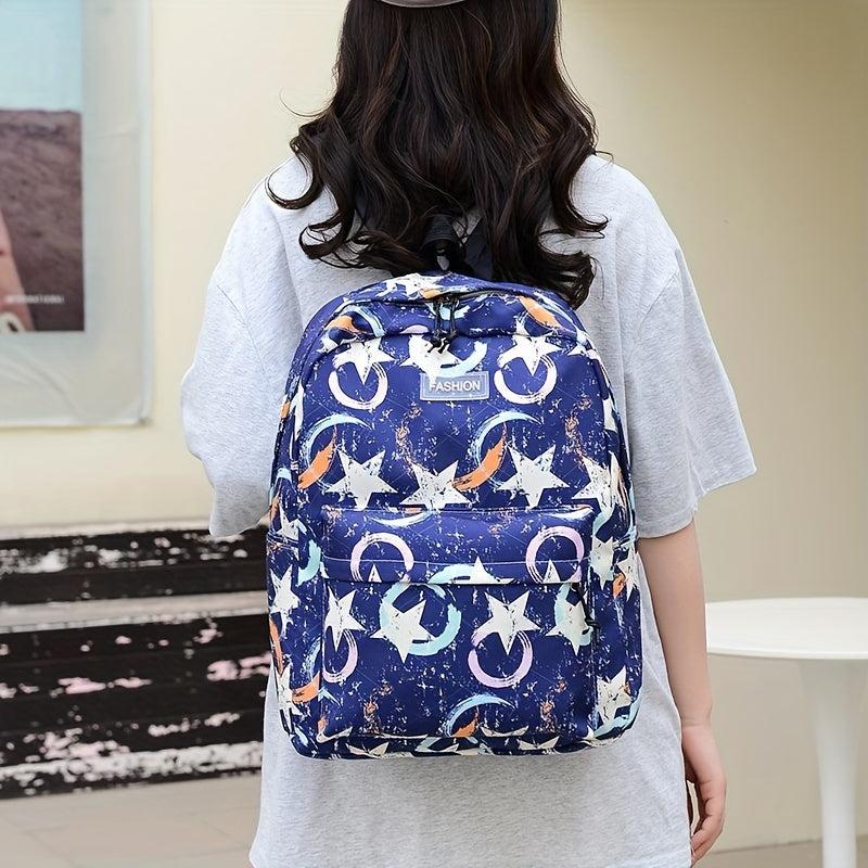 Colorful Five-pointed Star Pattern Backpack for Women