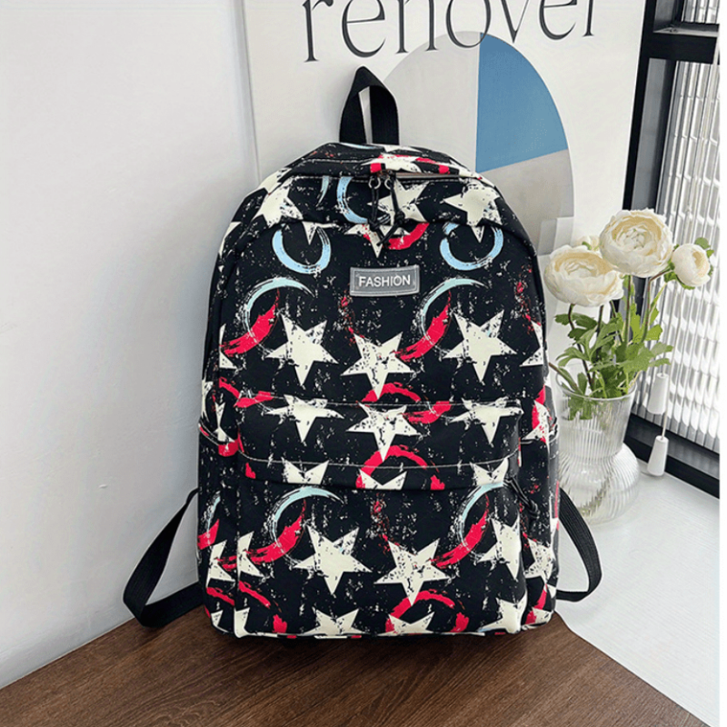 Colorful Five-pointed Star Pattern Backpack for Women