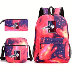 Baseball Pattern Reinforced Backpack With Pancil Bag And Shoulder Bag Set